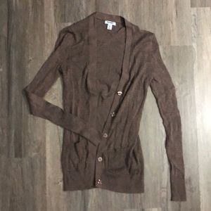 Brown Button Up Cardigan with Pockets
